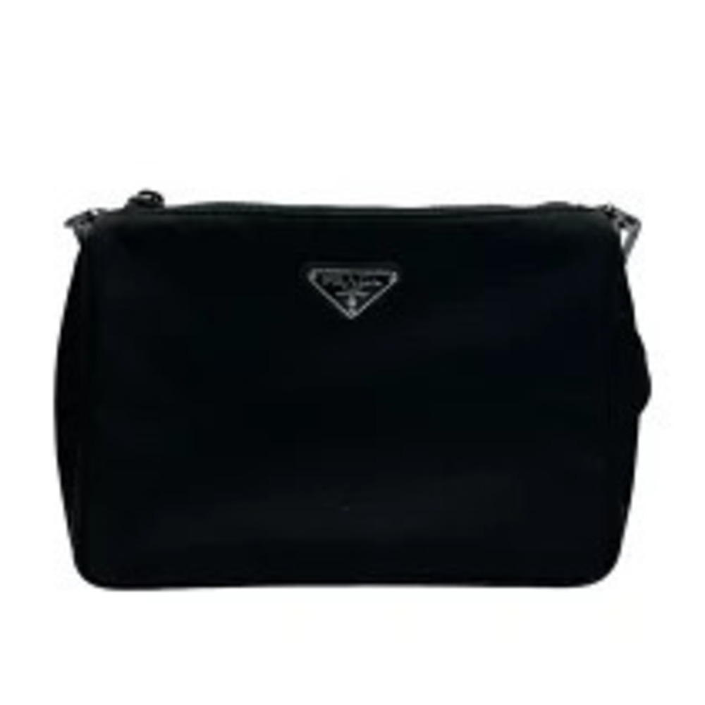 Prada Re Saffiano Leather Shoulder Bag Black